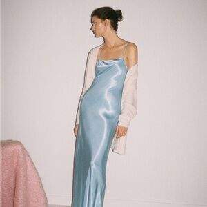 Light Blue Satin Spaghetti Strap Top